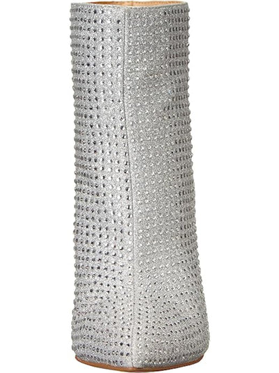 JEWEL BADGLEY MISCHKA Womens Silver Embellished Jude Pointed Toe Stiletto Dress Booties 5 M