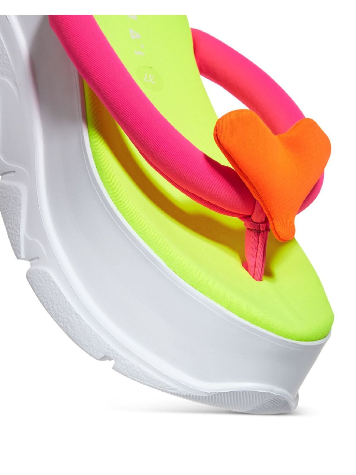 JOSHUAS Womens Orange Color Block 2" Platform Padded Embellished Open Toe Wedge Slip On Flip Flop Sandal 39