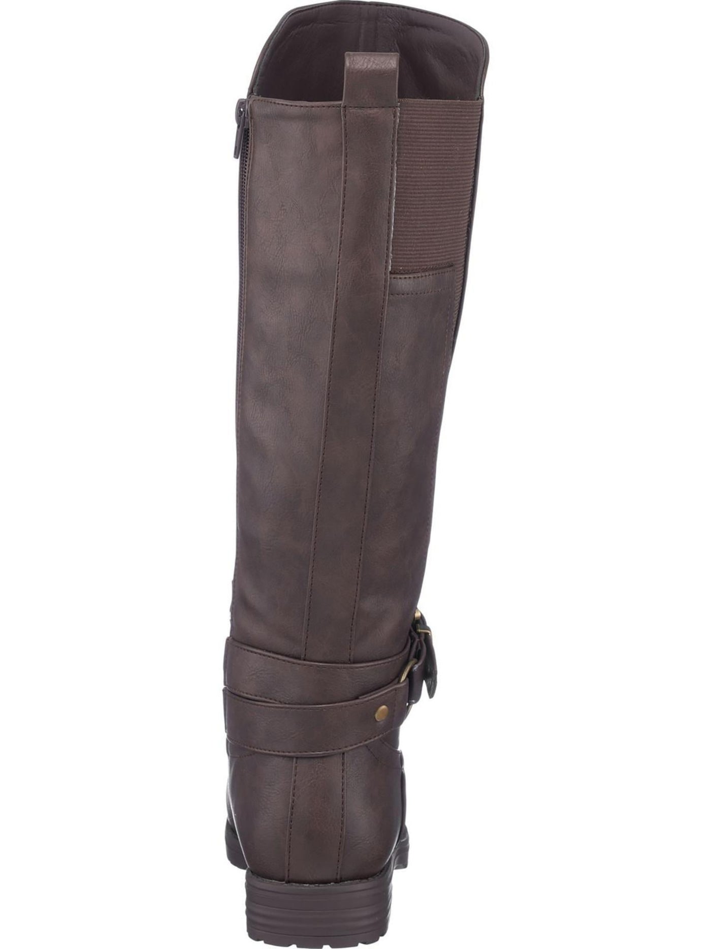 G.C. SHOES Womens Brown Pull Tab Buckle Accent Goring Aston Round Toe Block Heel Zip-Up Riding Boot 6.5