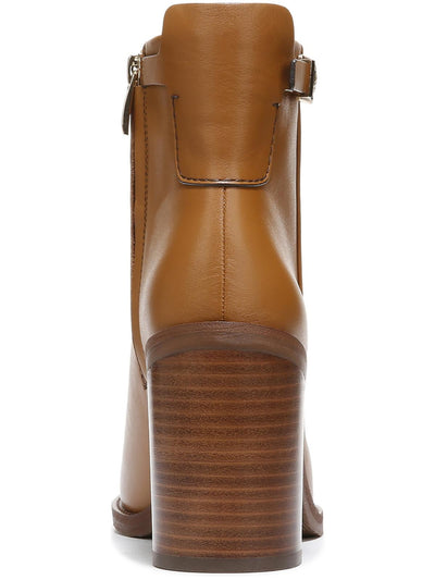 FRANCO SARTO Womens Brown Padded Buckle Accent Rivet Round Toe Block Heel Zip-Up Leather Booties 6.5 M