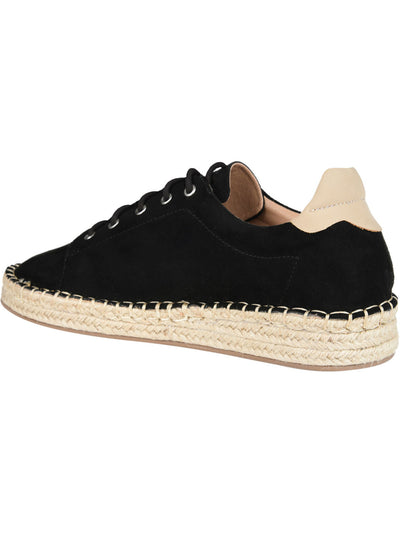 JOURNEE COLLECTION Womens Black Espadrille Detail Whipstitch Accent 1/2" Platform Cushioned Jordi Round Toe Wedge Lace-Up Sneakers Shoes 11 M