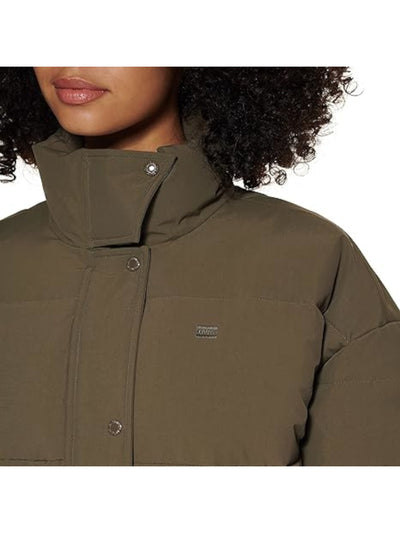 LEVI'S Womens Green Zippered Pocketed Hooded Long Sleeve Mock Neck Puffer Winter Jacket Coat S