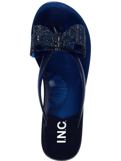 INC Womens Blue Bow And Rhinestone Accents Slip Resistant Comfort Madena Round Toe Slip On Thong Sandals Shoes 6 M