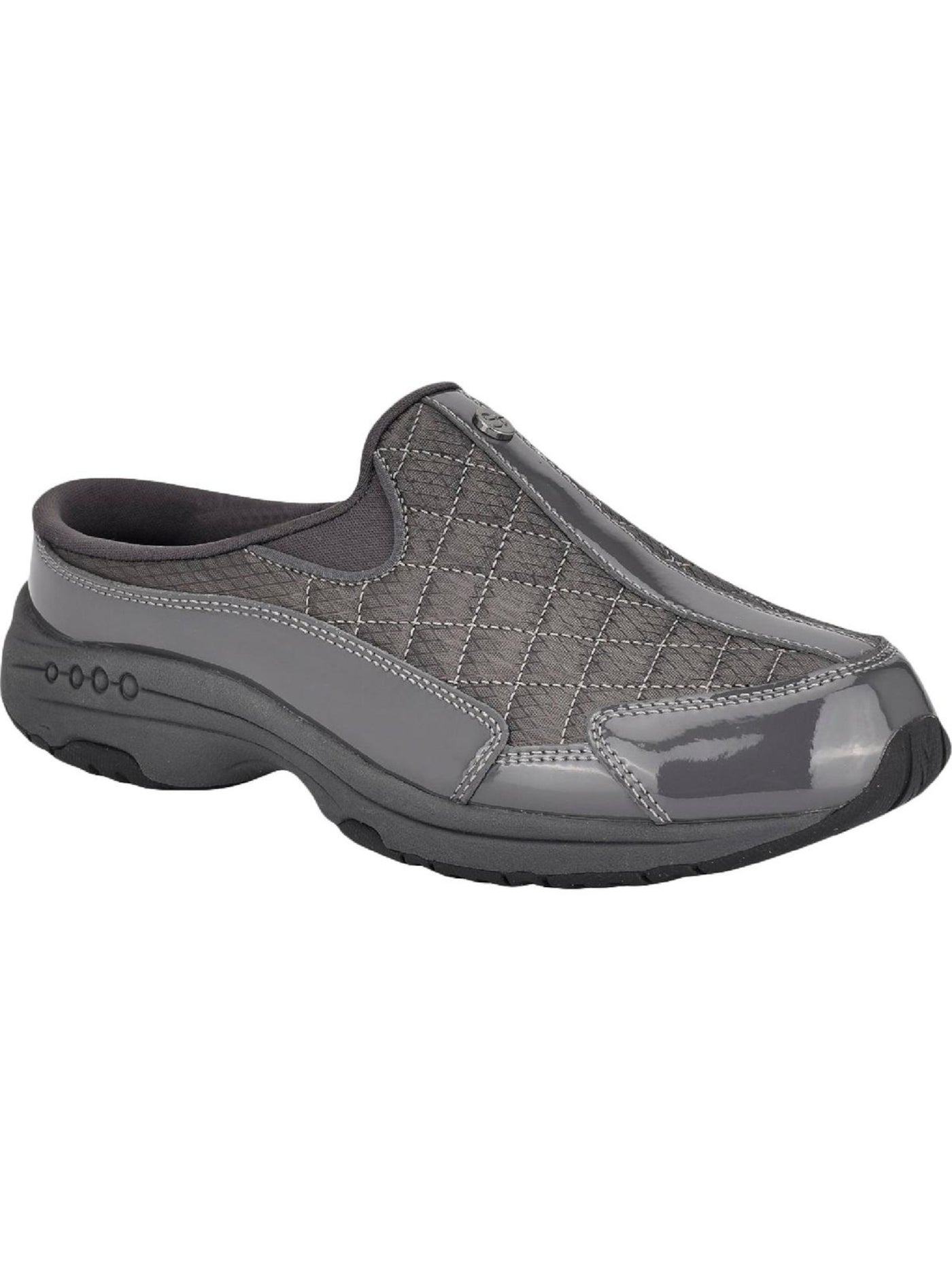 EASY SPIRIT Womens Gray Removable Insole Quilted Cushioned Traveltime Round Toe Wedge Slip On Leather Mules 9.5 M