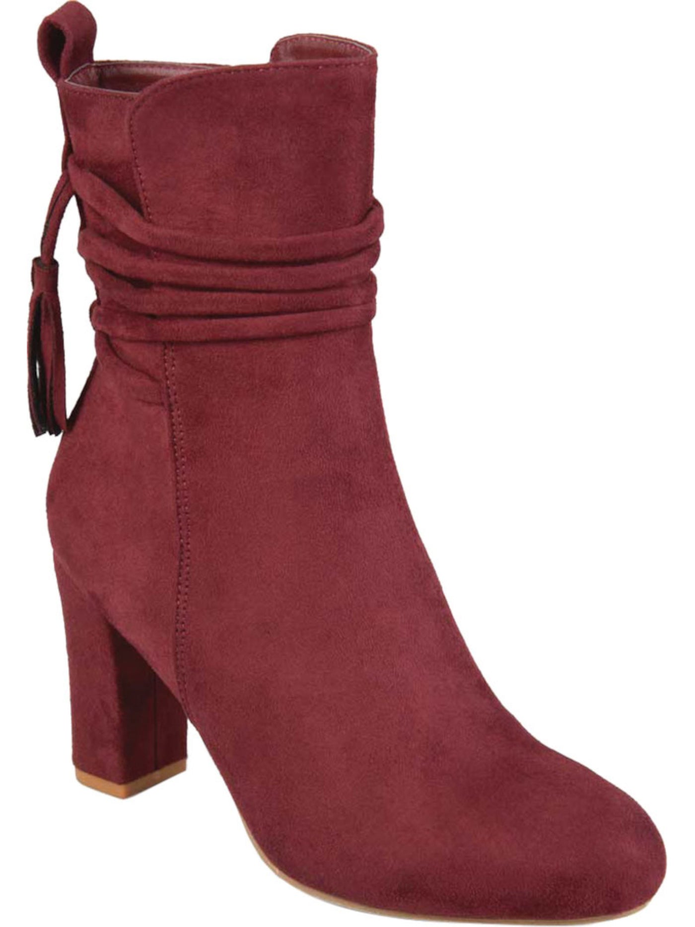 JOURNEE COLLECTION Womens Wine Burgundy Zuri Round Toe Block Heel Zip-Up Dress Booties 8