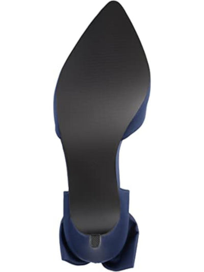 JOURNEE COLLECTION Womens Navy 1/2" Platform Bow Accent Tanzi Pointed Toe Stiletto Slip On Dress Pumps Shoes M