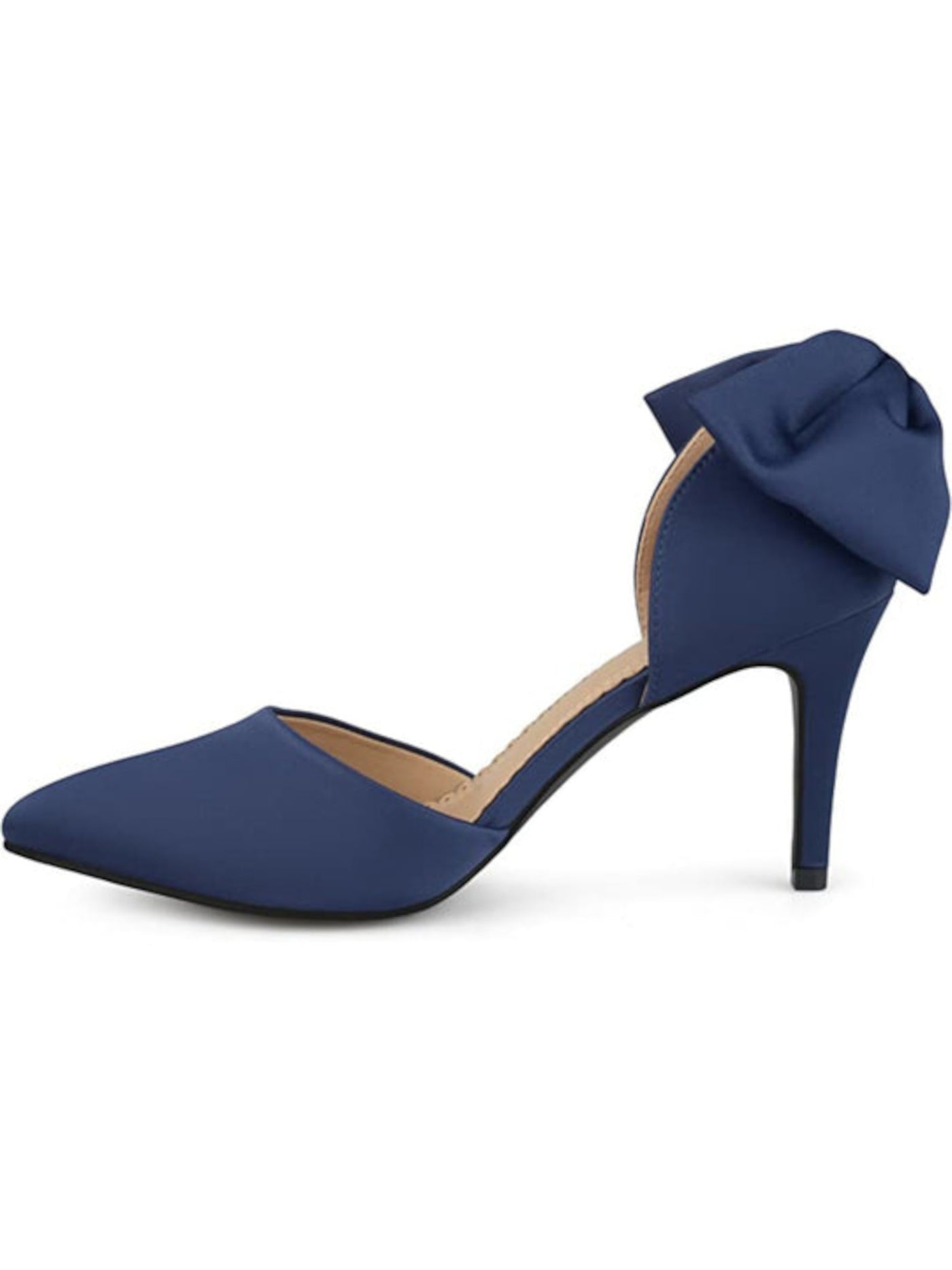 JOURNEE COLLECTION Womens Navy 1/2" Platform Bow Accent Tanzi Pointed Toe Stiletto Slip On Dress Pumps Shoes 8.5 M