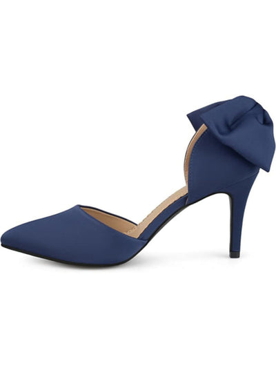 JOURNEE COLLECTION Womens Navy 1/2" Platform Bow Accent Tanzi Pointed Toe Stiletto Slip On Dress Pumps Shoes 8.5 M