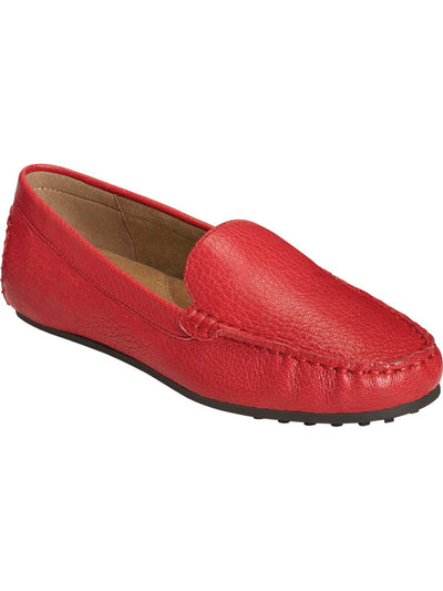 AEROSOLES Womens Red Snake Whipstitch Comfort Treaded Over Drive Round Toe Slip On Leather Moccasins Shoes 9.5 M