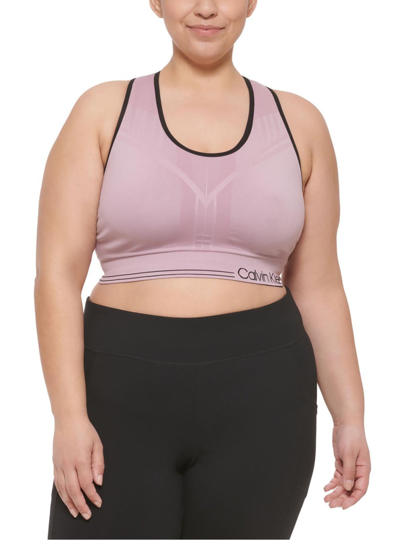 CALVIN KLEIN PERFORMANCE Intimates Purple Reversible Logo Band Medium Impact Sports Bra Plus 1X