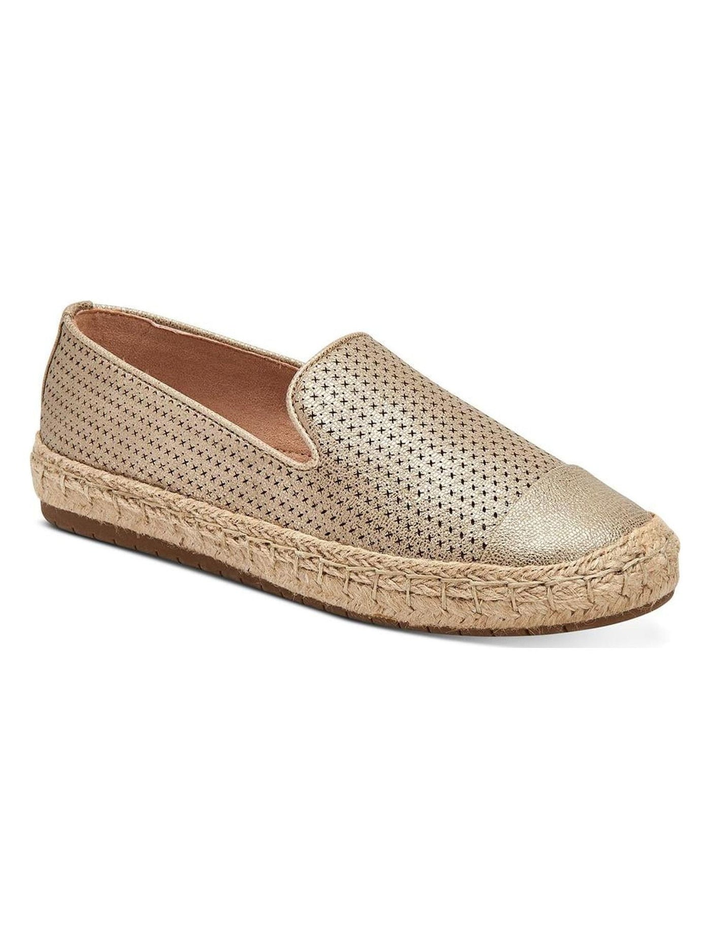 CHARTER CLUB Womens Gold Perforated Padded Jonii Cap Toe Platform Slip On Espadrille Shoes 9.5 W