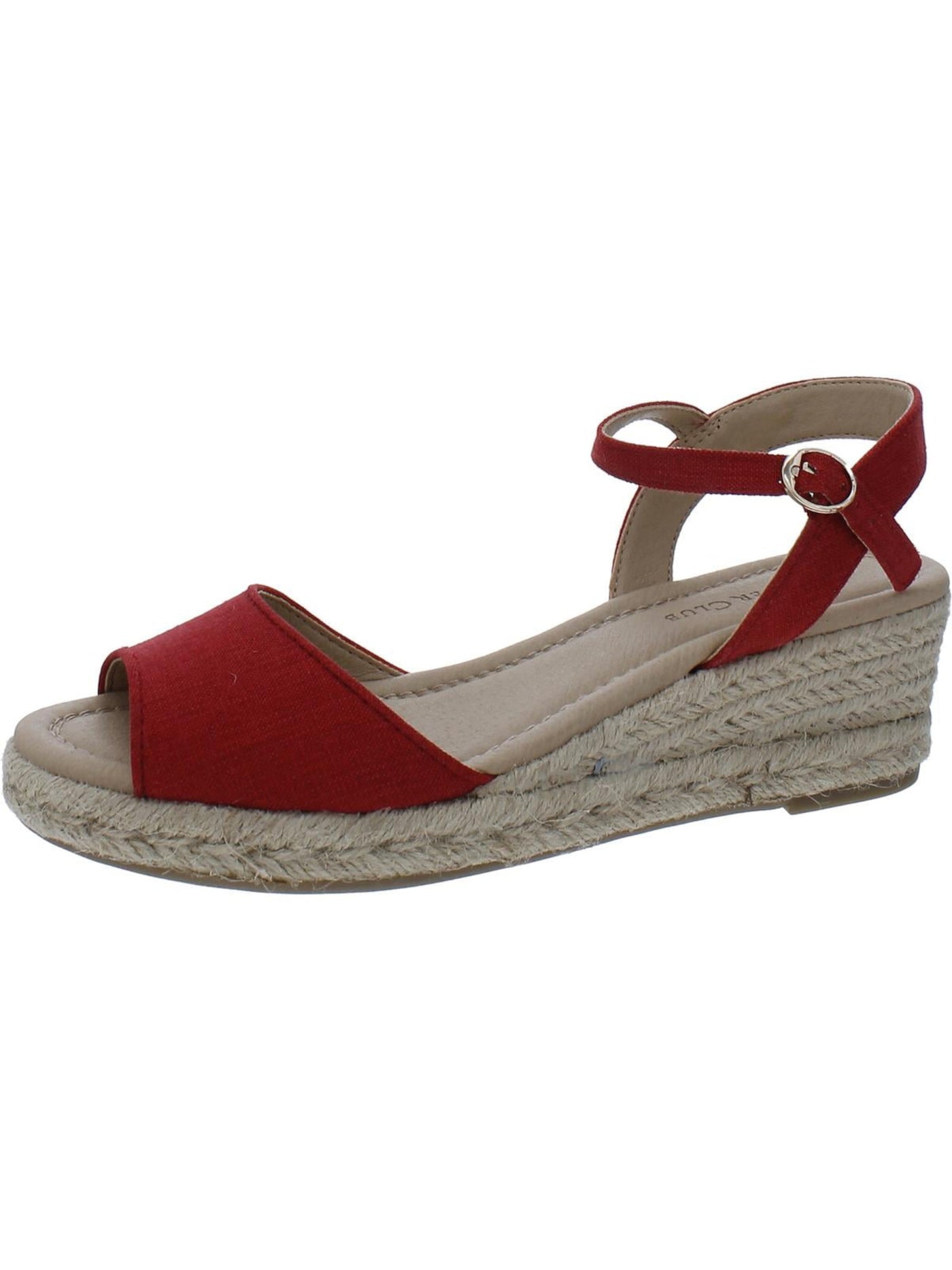 CHARTER CLUB Womens Red Cushioned 1/2" Platform Adjustable Ankle Strap Luchia Round Toe Wedge Buckle Espadrille Shoes 9 M