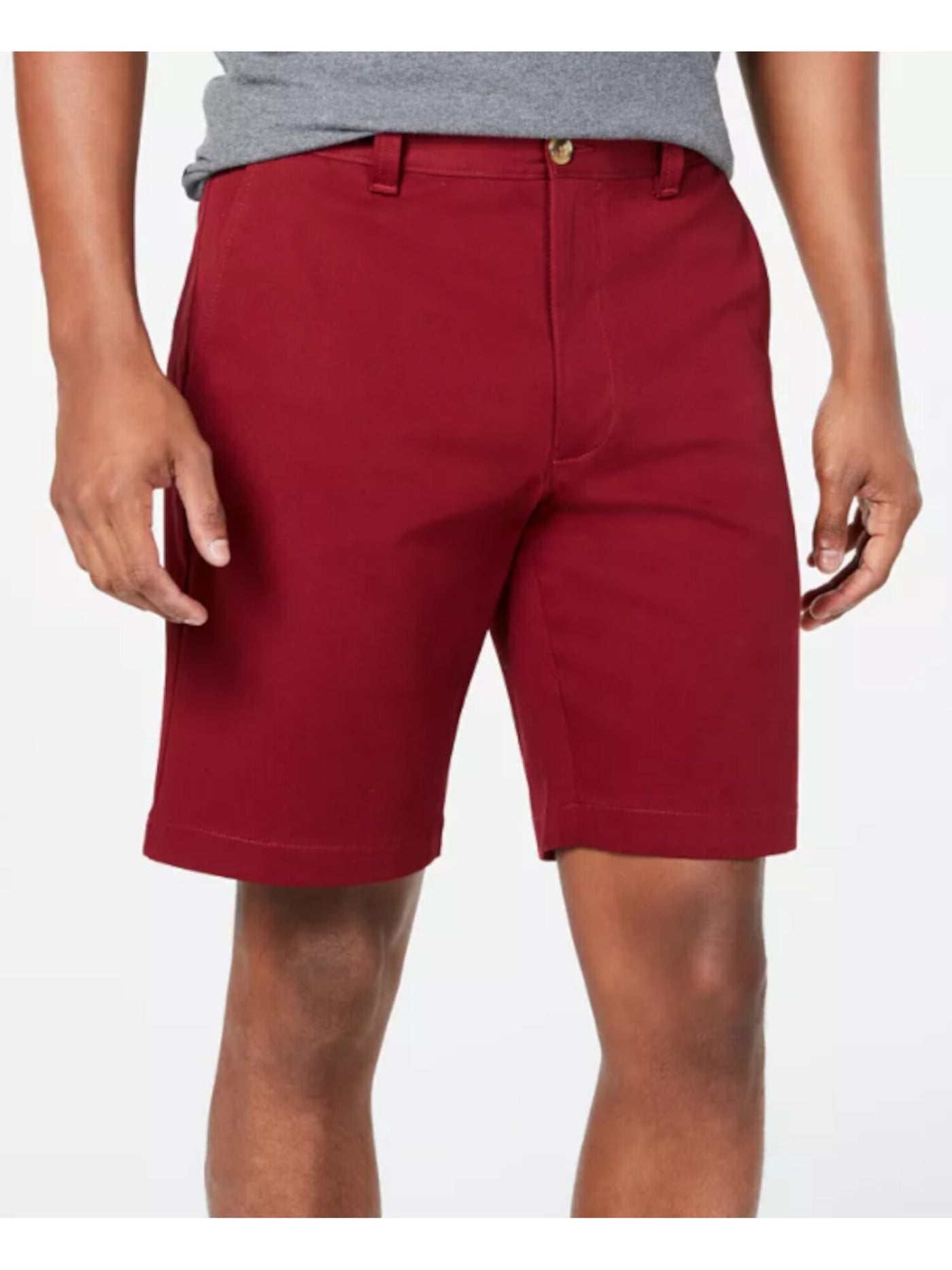 CLUBROOM Mens Red Flat Front, Regular Fit Stretch Shorts 34 Waist