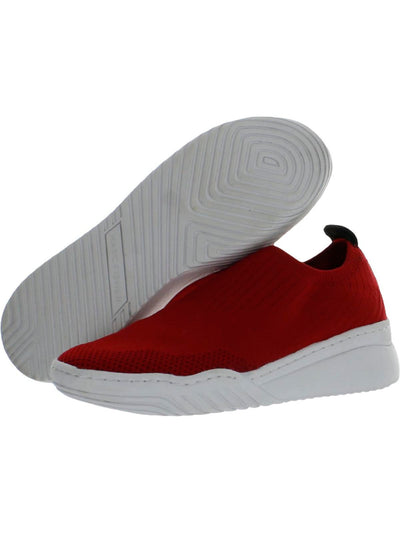 MARC FISHER Womens Red Knit Pull Tab 1" Platform Stretch Cushioned Removable Insole Jenic Round Toe Wedge Slip On Sneakers Shoes 5 M