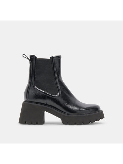 DOLCE VITA Womens Black Crinkle Patent Back Pull-Tab Padded Waterproof Goring Hawk H2o Round Toe Block Heel Booties 11