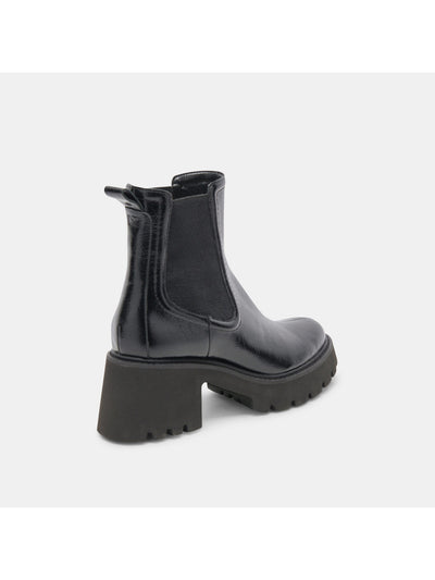 DOLCE VITA Womens Black Crinkle Patent Back Pull-Tab Padded Waterproof Goring Hawk H2o Round Toe Block Heel Booties 11