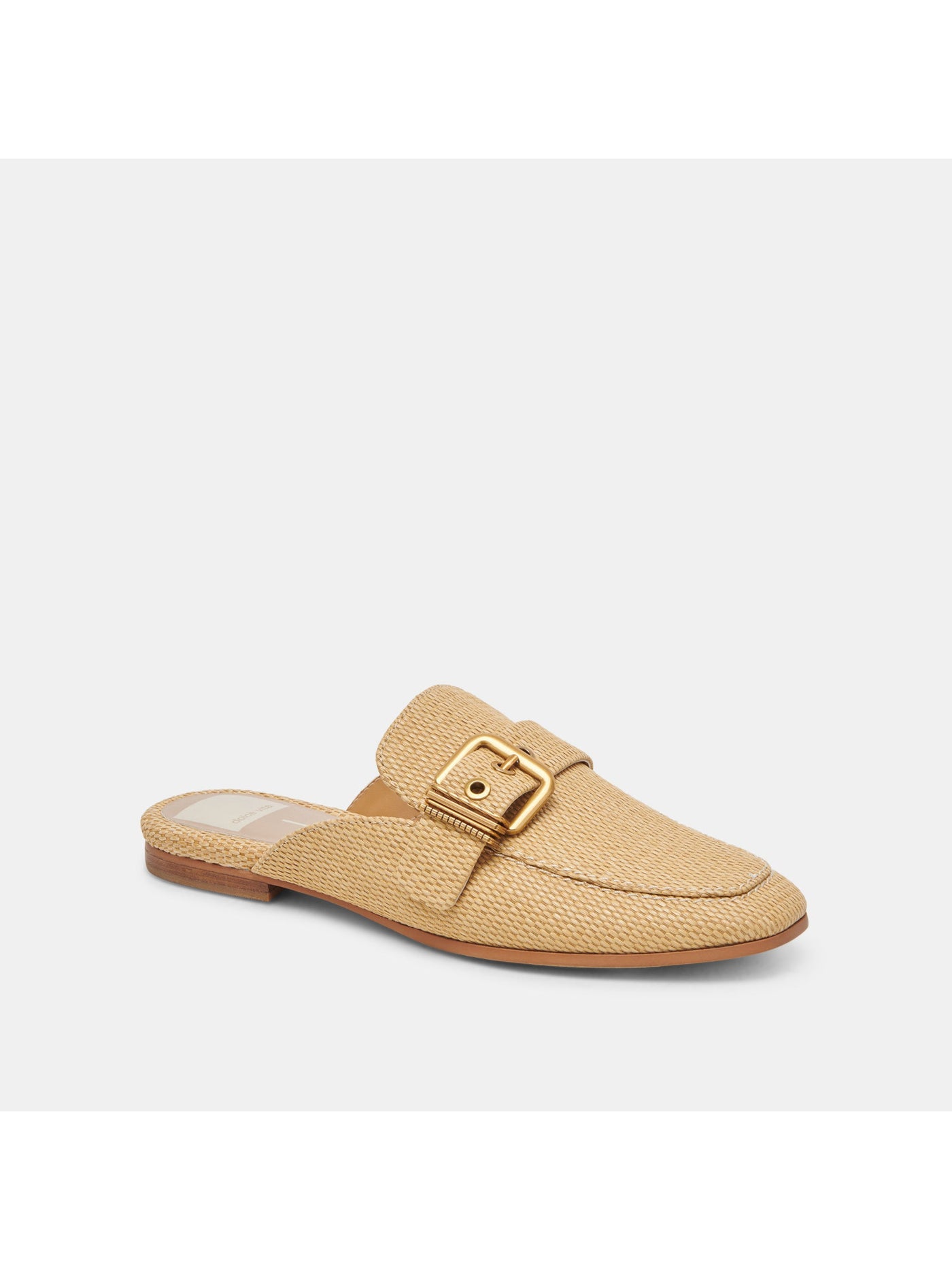 DOLCE VITA Womens Beige Woven Buckled Strap Padded Santel Almond Toe Slip On Mules 7