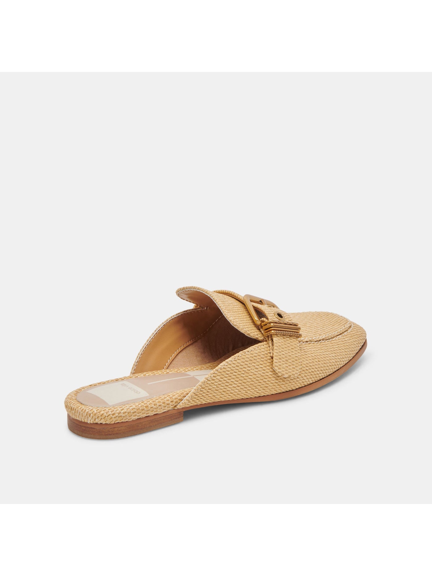 DOLCE VITA Womens Beige Woven Buckled Strap Padded Santel Almond Toe Slip On Mules 7