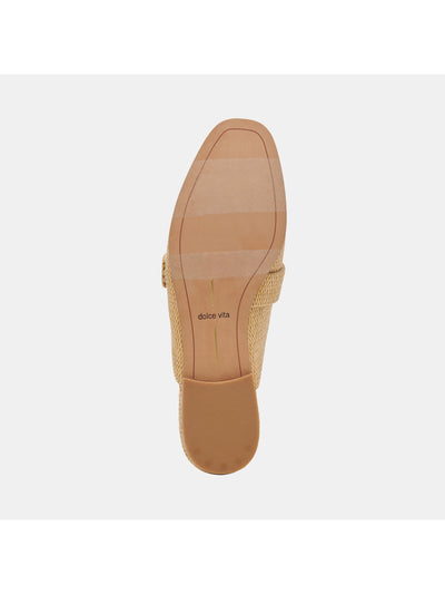 DOLCE VITA Womens Beige Woven Buckled Strap Padded Santel Almond Toe Slip On Mules