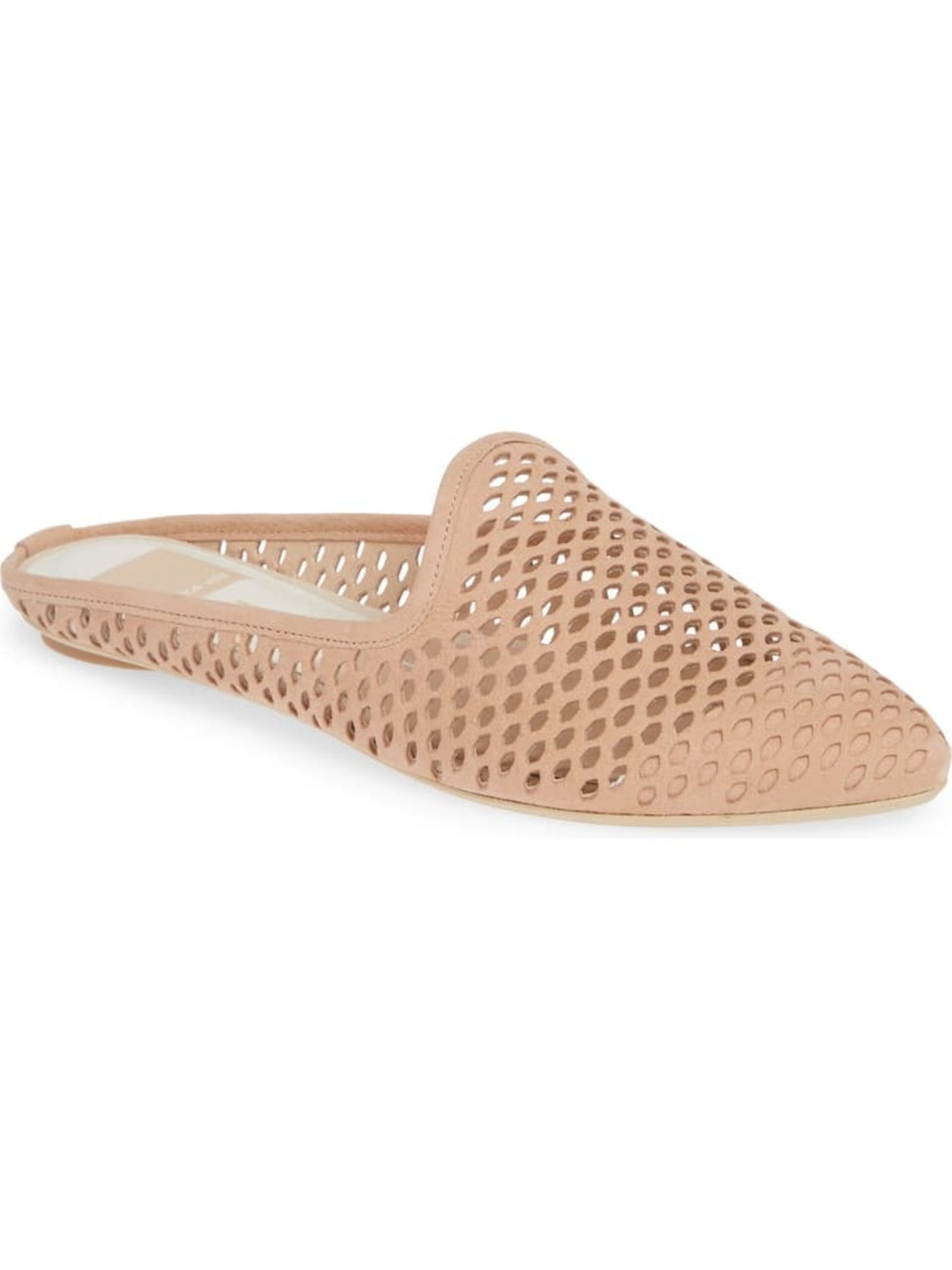 DOLCE VITA Womens Beige Perforated Padded Grant Almond Toe Slip On Leather Mules 8.5