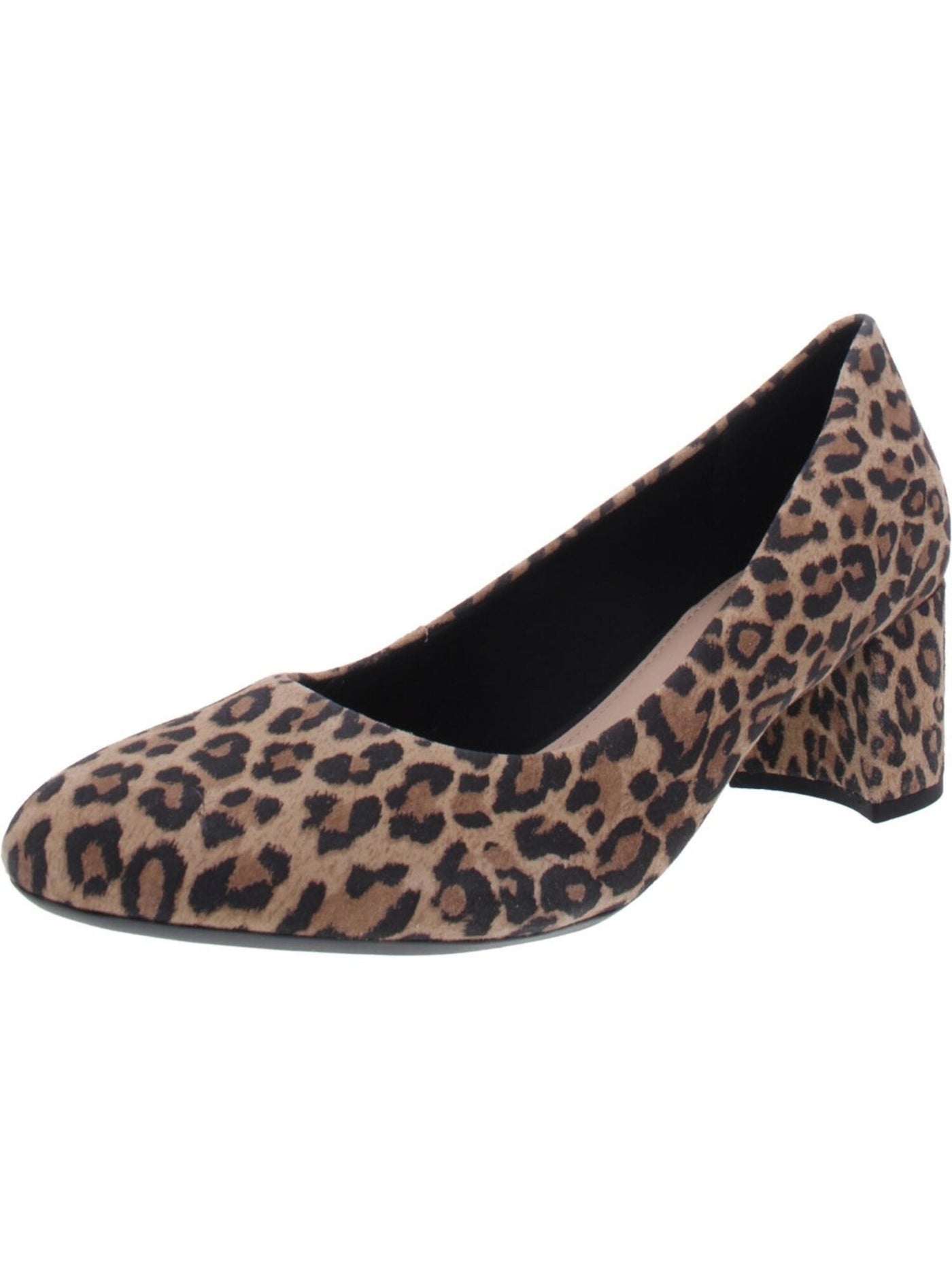 EASY SPIRIT EVOLVE Womens Beige Leopard Print Traction Comfort Cushioned Robin Almond Toe Block Heel Slip On Leather Dress Pumps Shoes 9 M