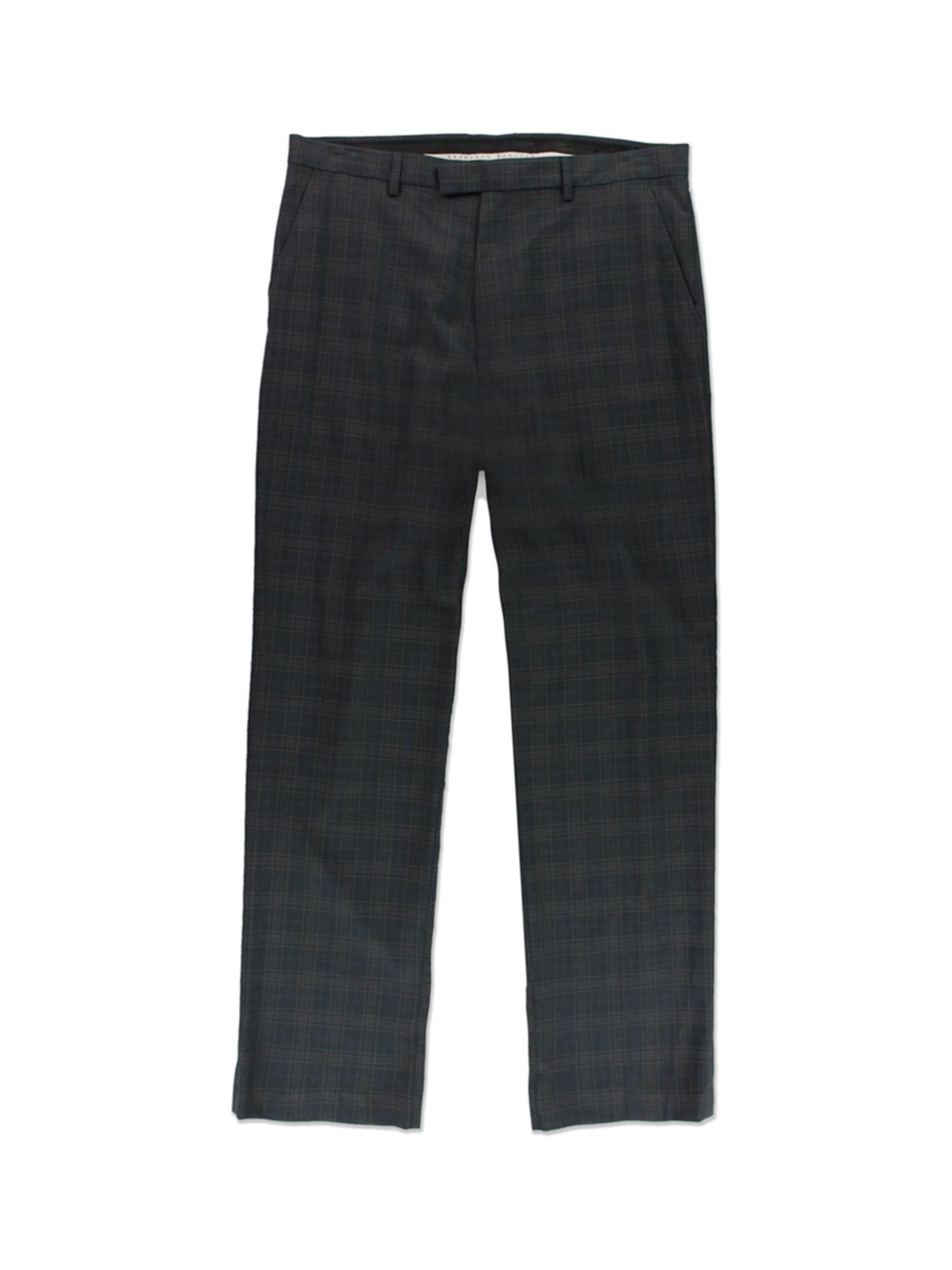 SEANJOHN Mens Gray Pleated Straight Leg Plaid Classic Fit Pants W34/ L30