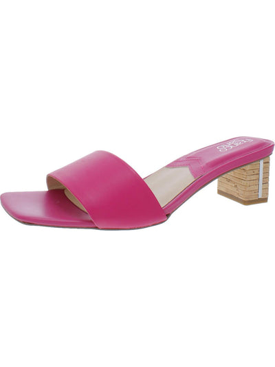 FRANCO SARTO Womens Pink Padded Cruella Open Toe Block Heel Slip On Leather Slide Sandals Shoes 6 M