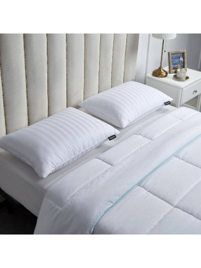 BEAUTYREST White Striped 500 Thread Count 20 x 36 in Rectangle Bed Pillow