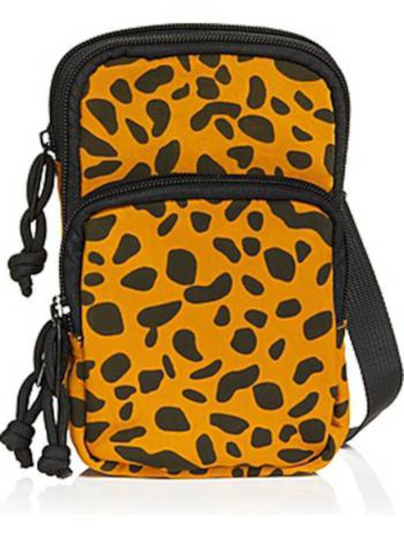 AQUA Women's Orange Leopard Print Nylon Removable Strap Includes 11 Inch Carry Strap Adjustable Strap Phone Pouch