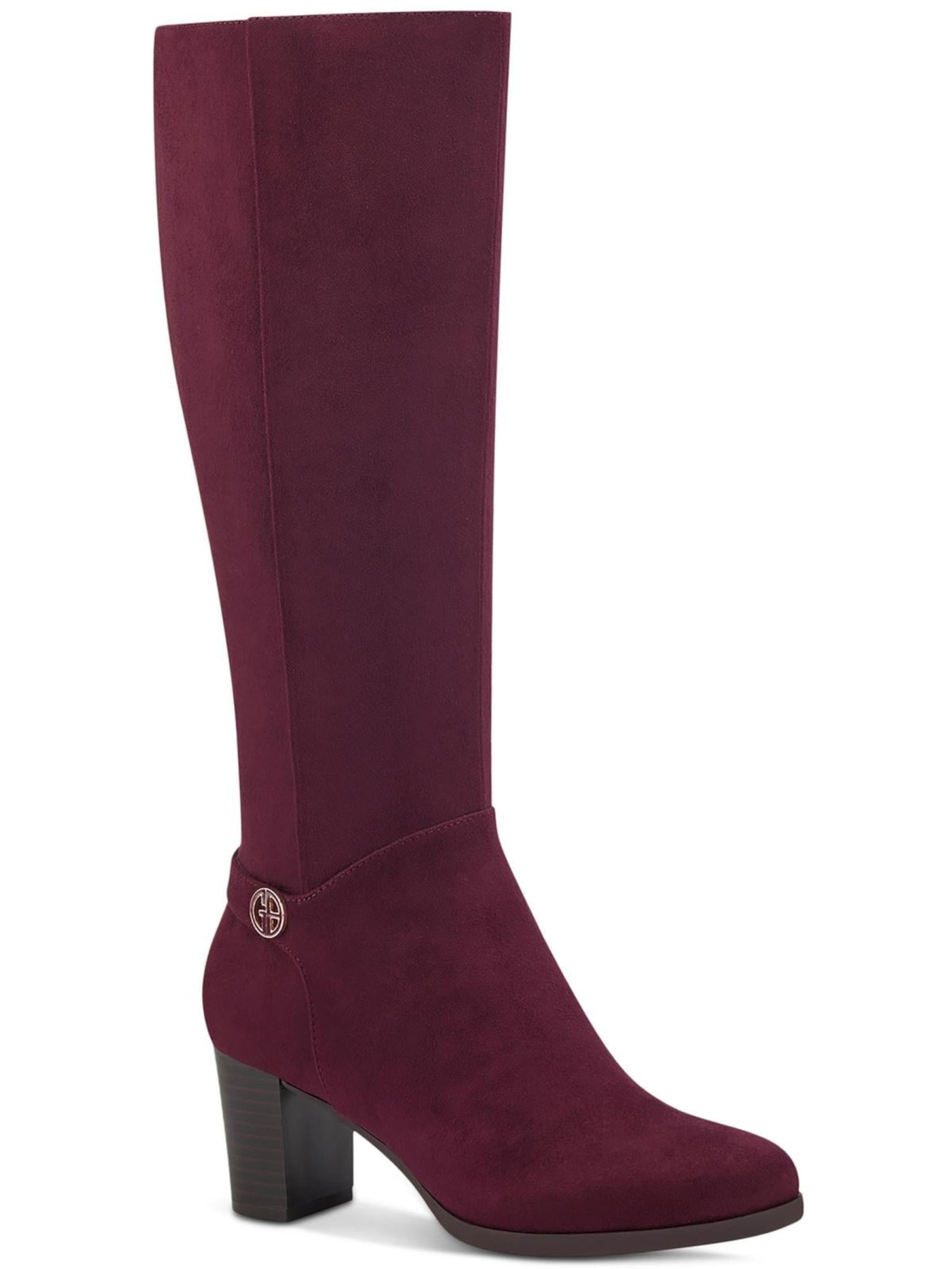 GIANI BERNINI Womens Burgundy Slip Resistant Goring Adonnys Round Toe Block Heel Zip-Up Heeled Boots 7 M