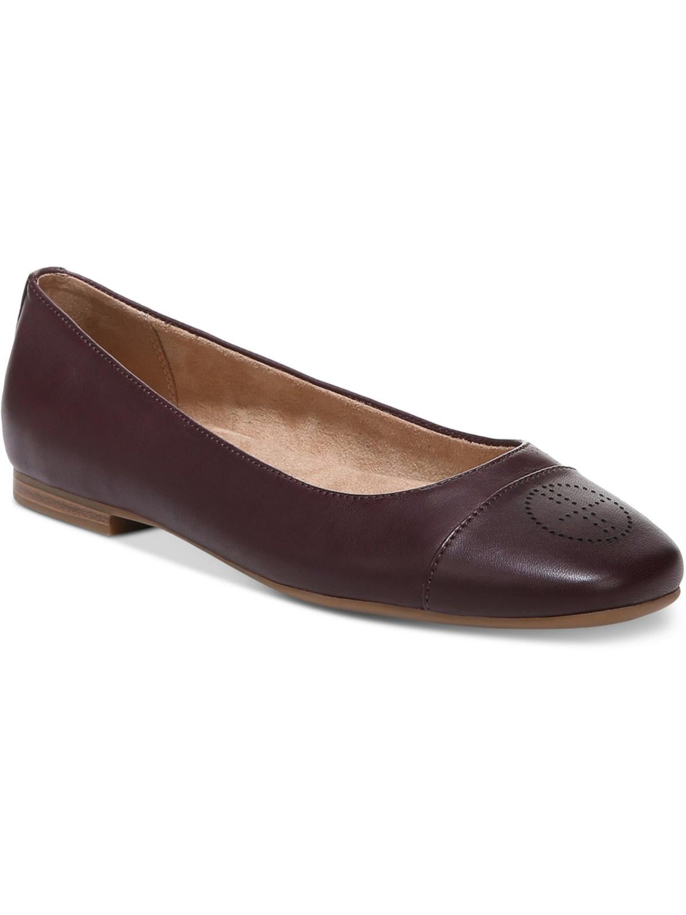 GIANI BERNINI Womens Burgundy Perforated Cushioned Aerinn Square Toe Slip On Leather Ballet Flats 6 M