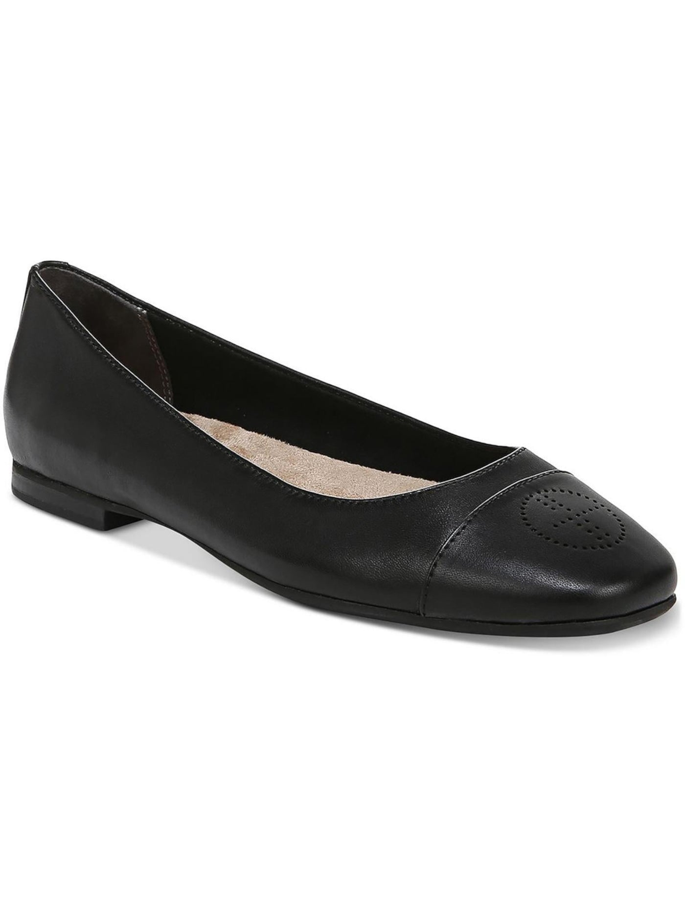 GIANI BERNINI Womens Black Arch Support Cushioned Aerinn Square Toe Slip On Leather Ballet Flats 6.5 M