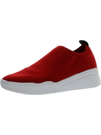 MARC FISHER Womens Red Knit Pull Tab 1" Platform Stretch Cushioned Removable Insole Jenic Round Toe Wedge Slip On Sneakers Shoes 5 M