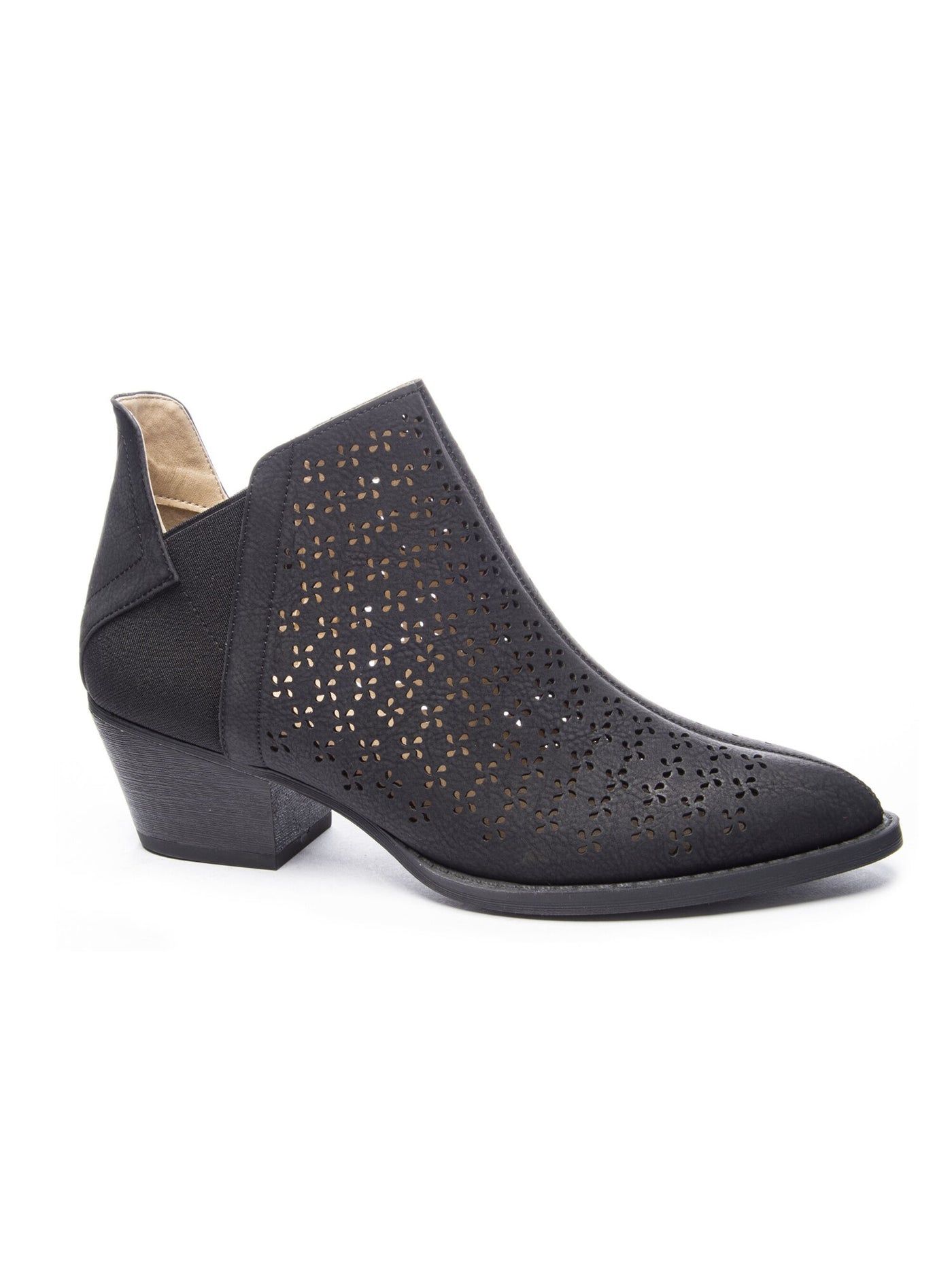 CHINESE LAUNDRY Womens Black Dual Side Gore Perforated Comfort Cambria Almond Toe Block Heel Slip On Booties 10