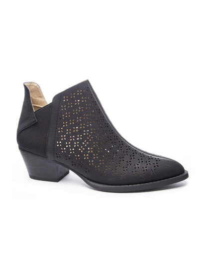 CHINESE LAUNDRY Womens Black Dual Side Gore Perforated Comfort Cambria Almond Toe Block Heel Slip On Booties 10