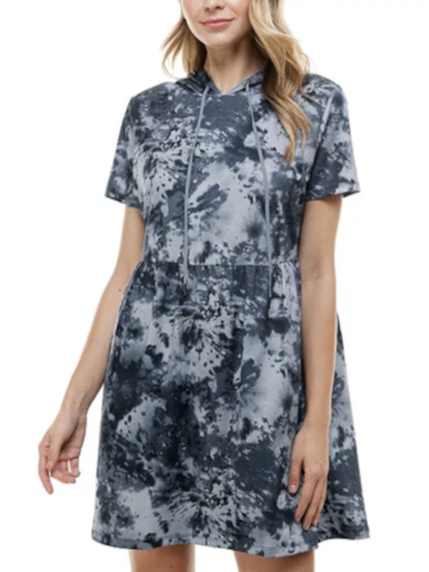 BEBOP Womens Navy Tie Dye Short Sleeve Above The Knee Dress Size: XXS