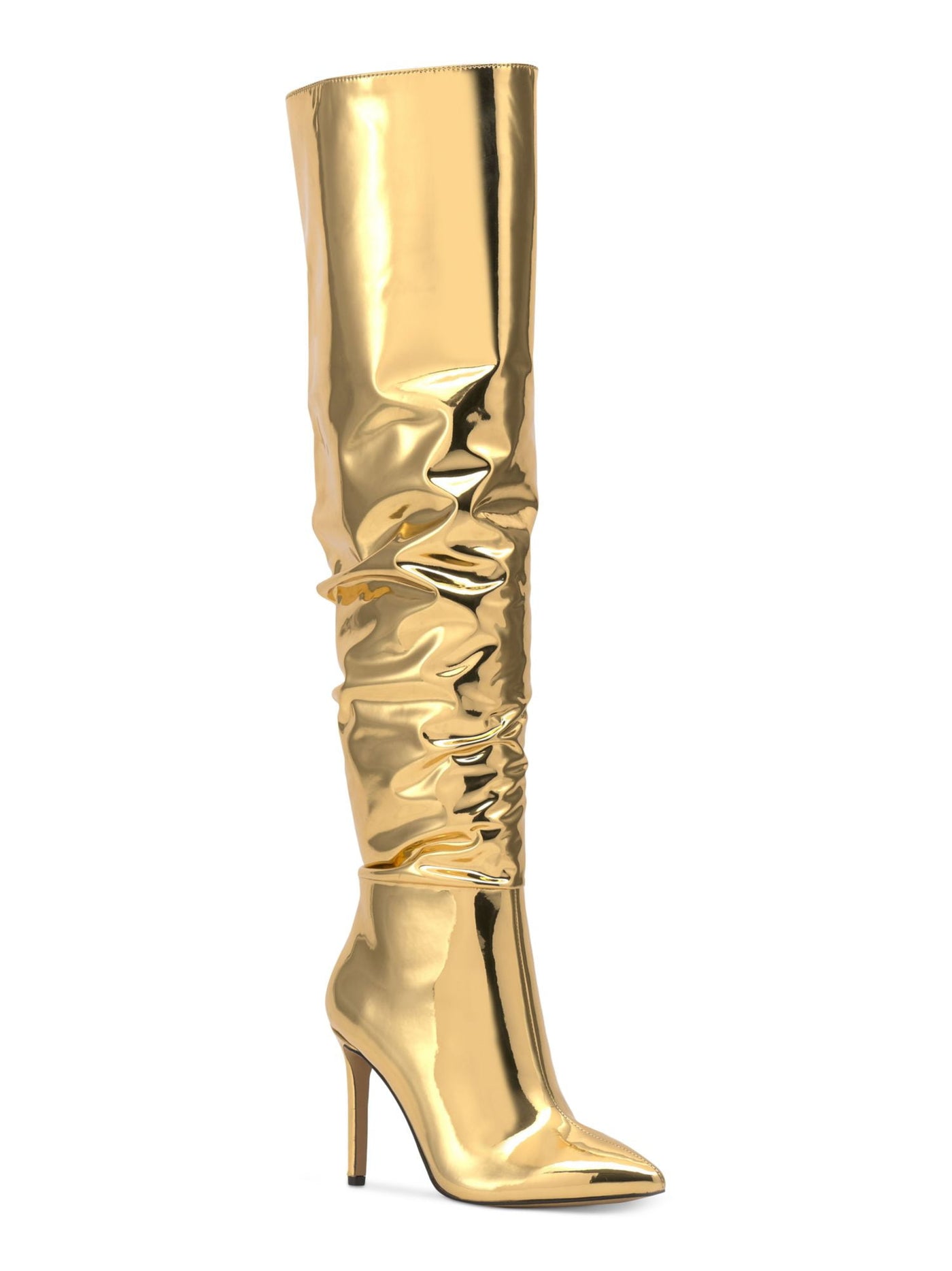 INC Womens Gold Cushioned Iyonna Pointed Toe Stiletto Zip-Up Dress Boots 5 M