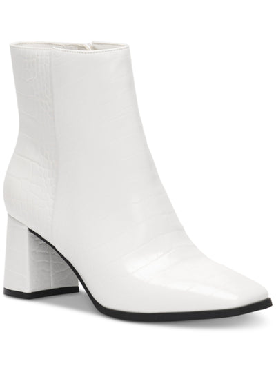 INC Womens White Cushioned Dasha Square Toe Block Heel Zip-Up Dress Booties 9.5 M