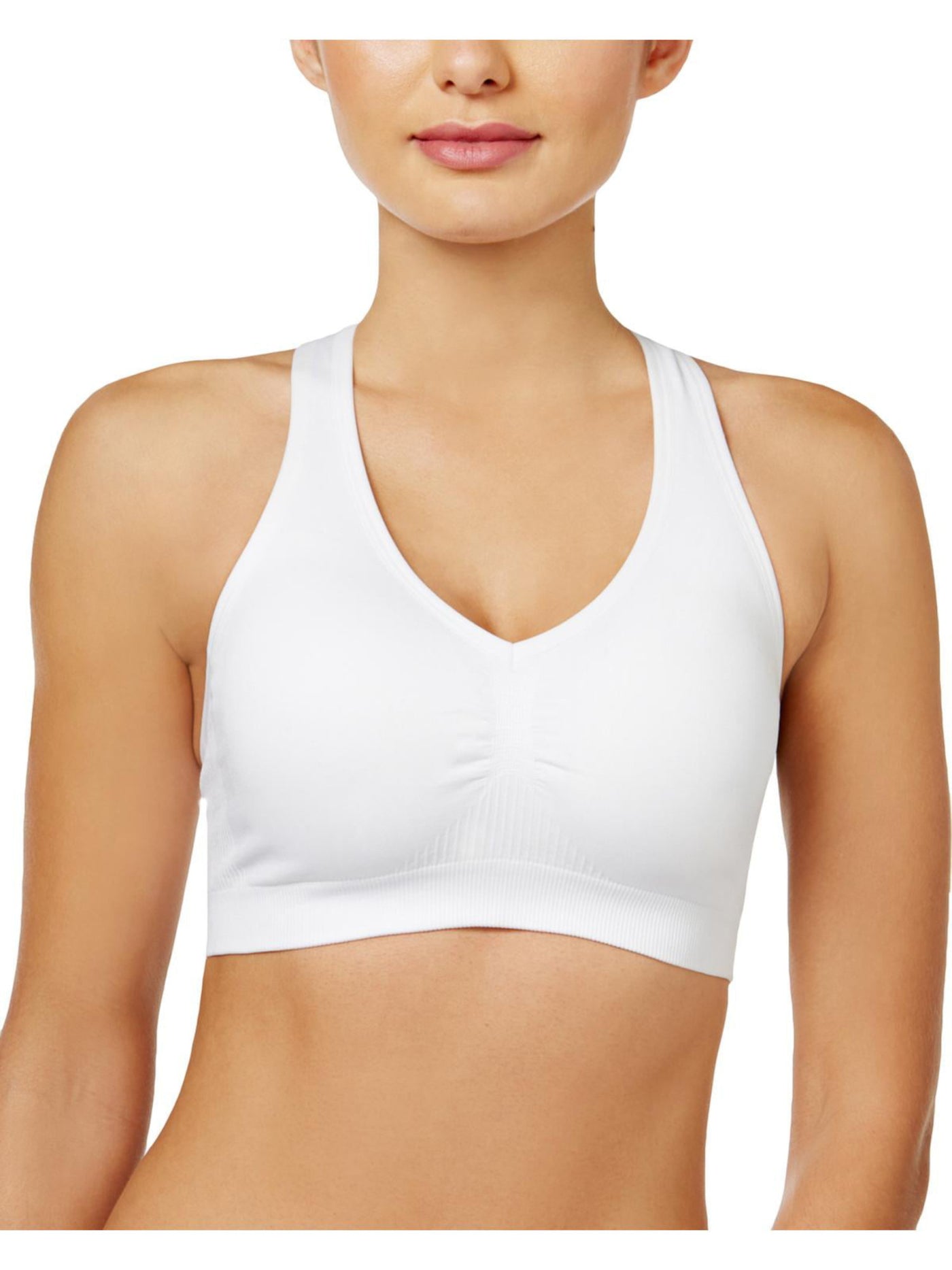 IDEOLOGY Intimates White Low Impact Scoop Neck Crisscross Strappy Back Sports Bra Plus 1X