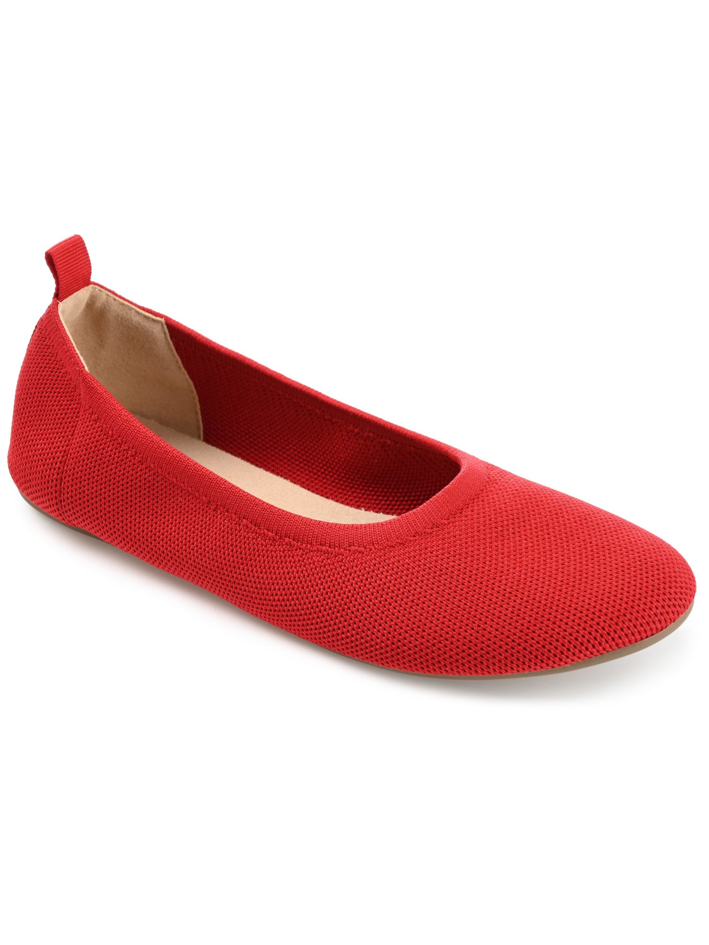 JOURNEE COLLECTION Womens Red Knit Back Pull-Tab Breathable Cushioned Jersie Round Toe Slip On Flats Shoes 8.5 W