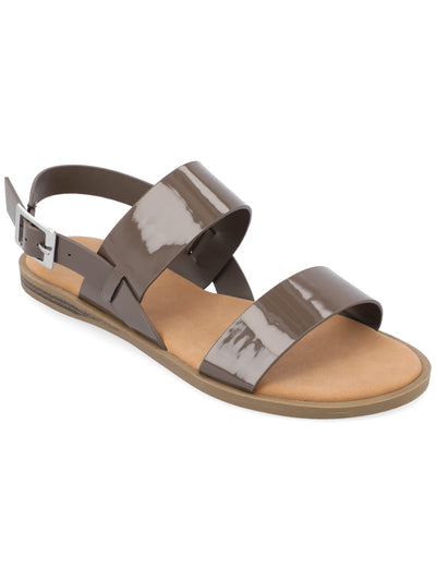 JOURNEE COLLECTION Womens Brown Double Strap Cushioned Adjustable Lavine Round Toe Buckle Slingback Sandal 5.5