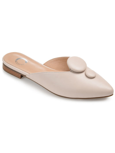 JOURNEE COLLECTION Womens Beige Button Accent Comfort Mallorie Pointed Toe Slip On Mules 7.5