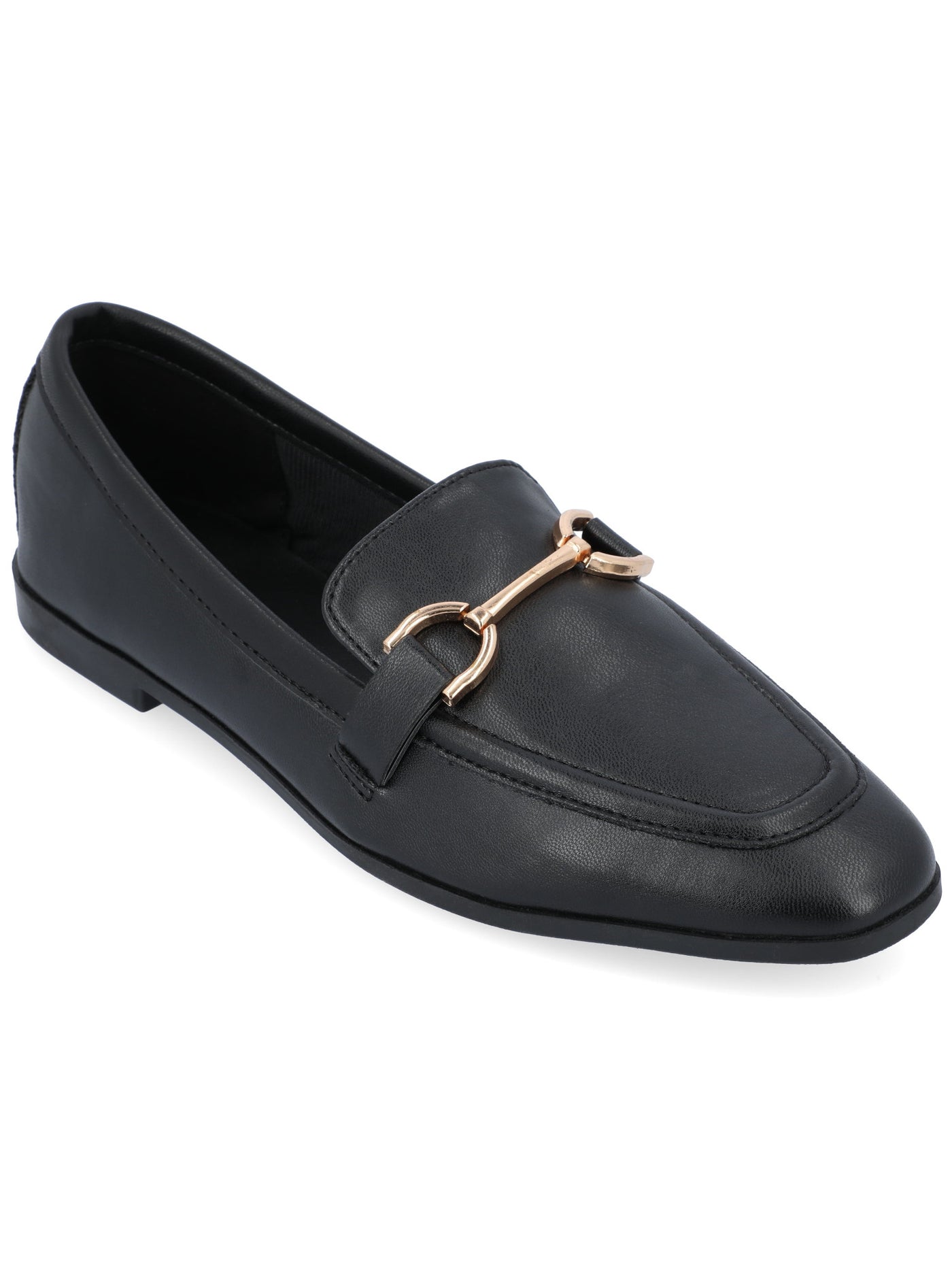 JOURNEE COLLECTION Womens Black Hardware At Vamp Padded Mizza Square Toe Slip On Dress Loafers Shoes 8
