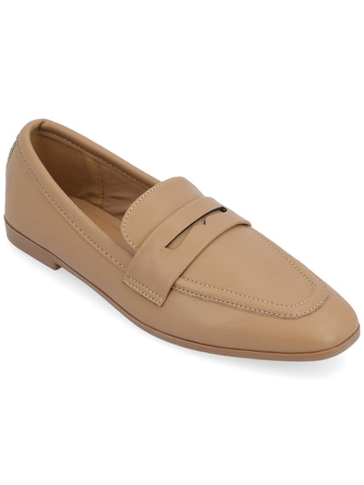 JOURNEE COLLECTION Womens Brown Apron Toe Penny Strap Padded Myeesha Square Toe Slip On Dress Loafers Shoes 6.5
