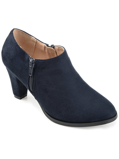 JOURNEE COLLECTION Womens Navy Zipper Accent Padded Sanzi Almond Toe Block Heel Zip-Up Dress Booties 10 M
