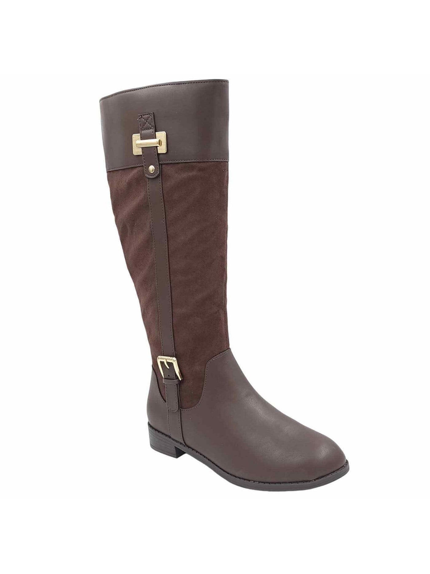 KAREN SCOTT Womens Brown Cushioned Deliee2 Round Toe Block Heel Zip-Up Riding Boot 5.5 M