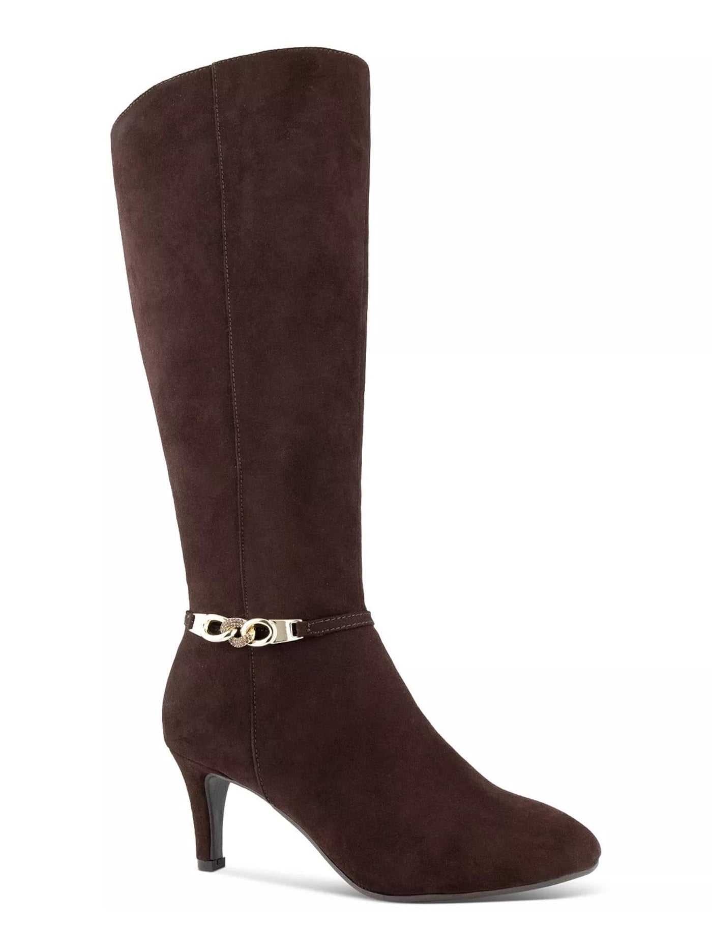 KAREN SCOTT Womens Brown Chain Detail Padded Goring Hanna Round Toe Stiletto Zip-Up Dress Boots 8.5 M