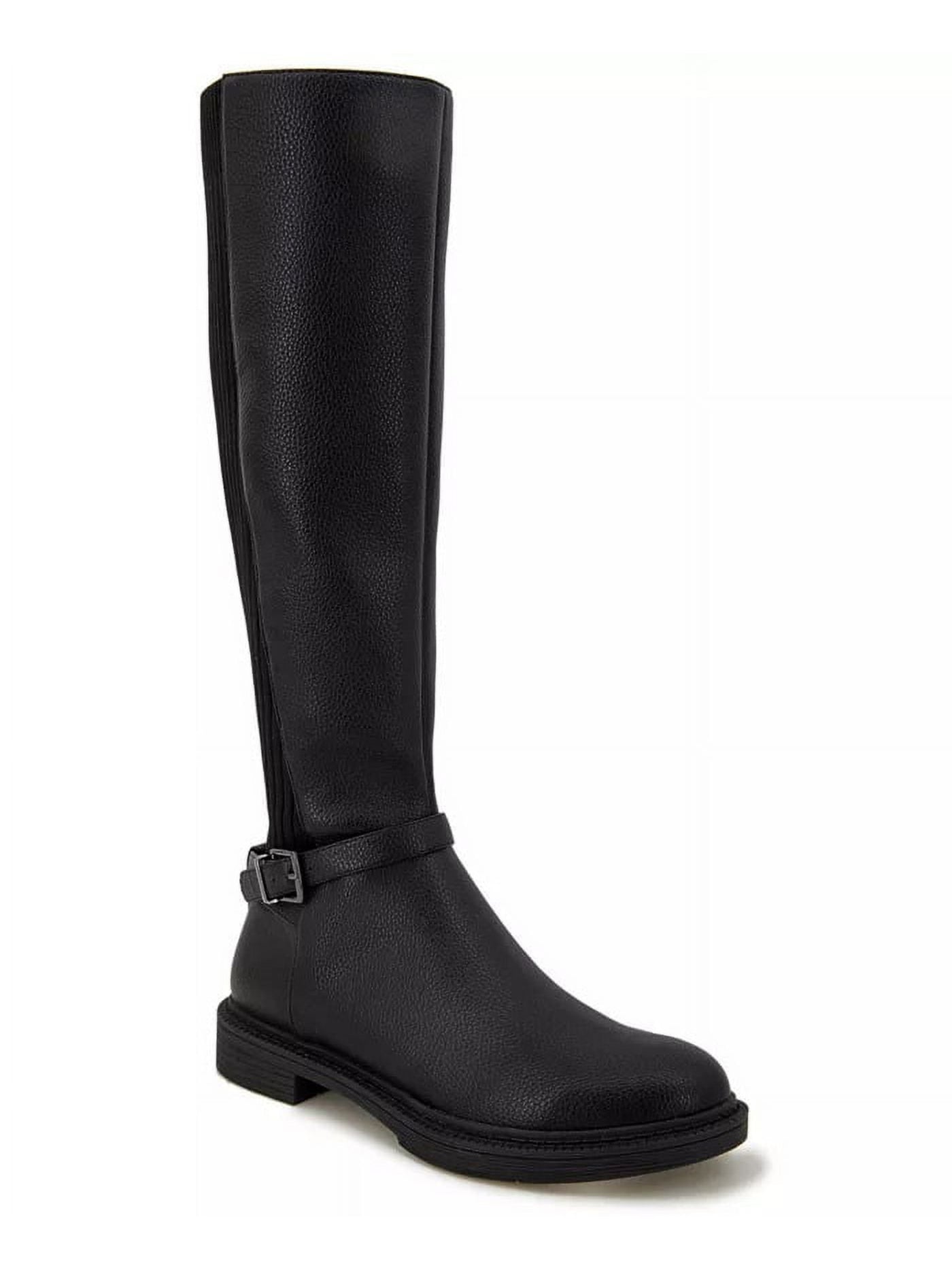 REACTION KENNETH COLE Womens Black Buckle Accent Lug Sole Winona Round Toe Block Heel Zip-Up Riding Boot 11 M