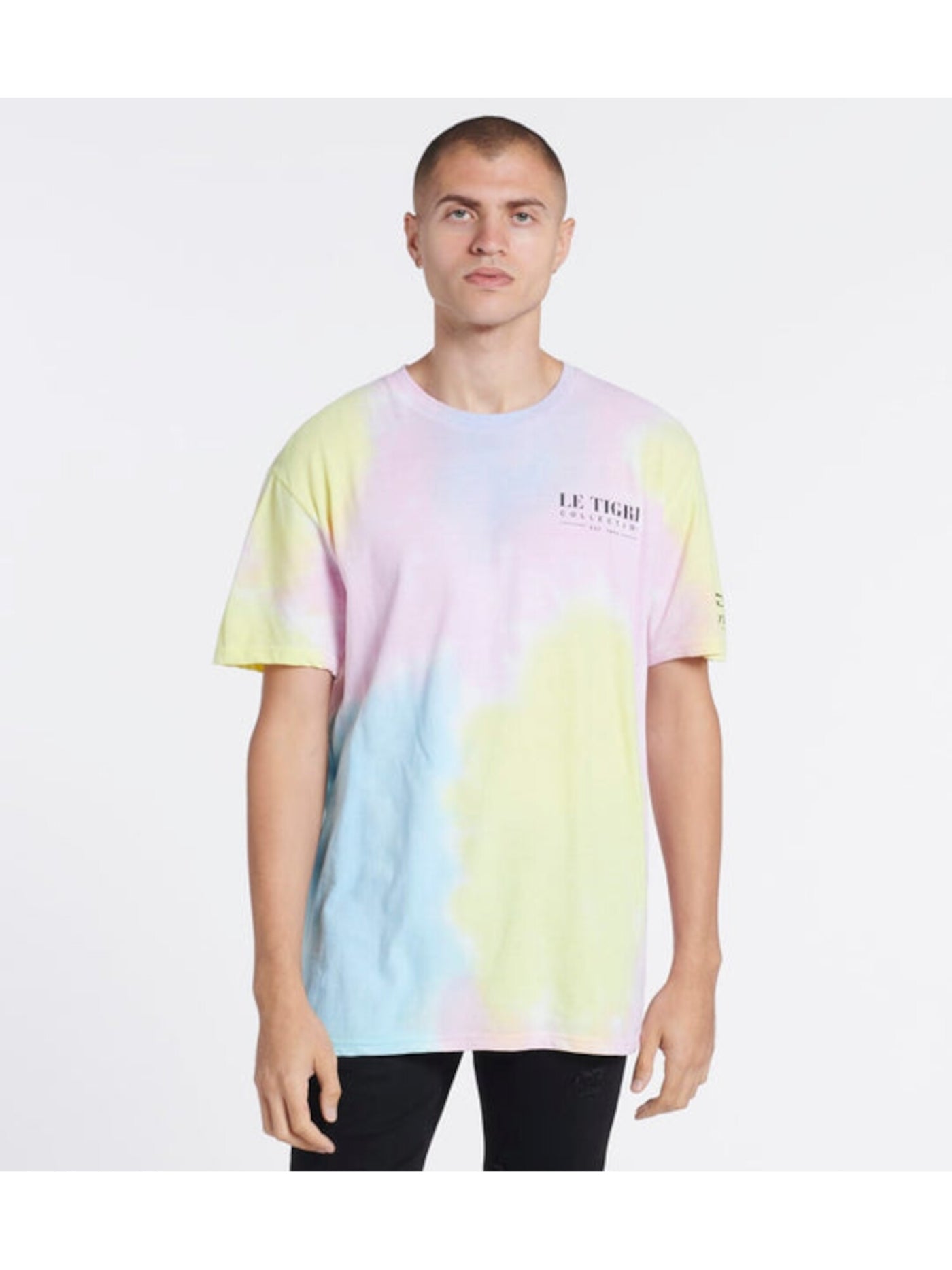 LE TIGRE Mens Yellow Tie Dye Short Sleeve T-Shirt S