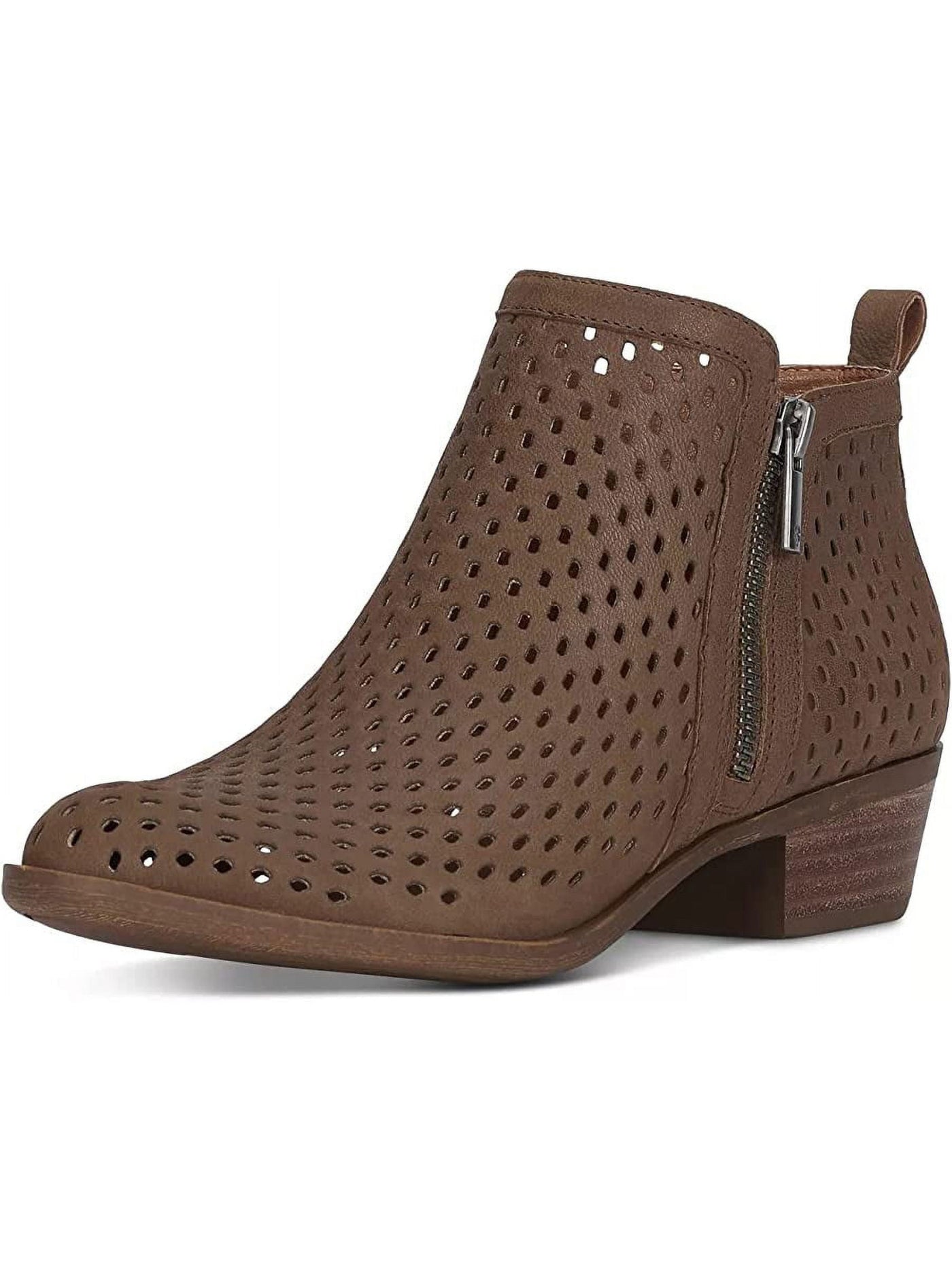 LUCKY BRAND Womens Brown Pull Tab Padded Perforated Basel Almond Toe Block Heel Leather Booties 9 M